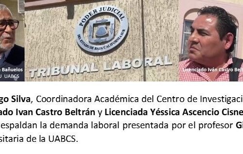 Una carta informando de una demanda laboral contra la patronal universitaria de la UABCS