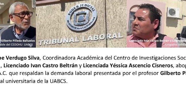 Una carta informando de una demanda laboral contra la patronal universitaria de la UABCS