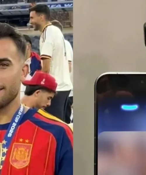 Así es el extraño teléfono que apareció en la celebración de España tras ganar el Mundial de 2026