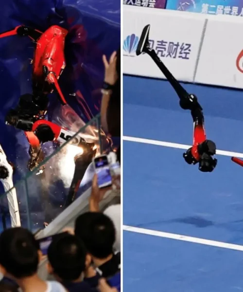 Caídas, choques, ‘desmayos’, atletas en llamas…. los fallos más virales de los robots humanoides en los Juegos de Pekín
